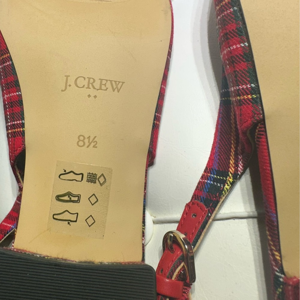 J.CREW Stewart Tartan Plaid Low Heel Slingbacks Size 8 1/2 - Women's - Picture 6 of 7